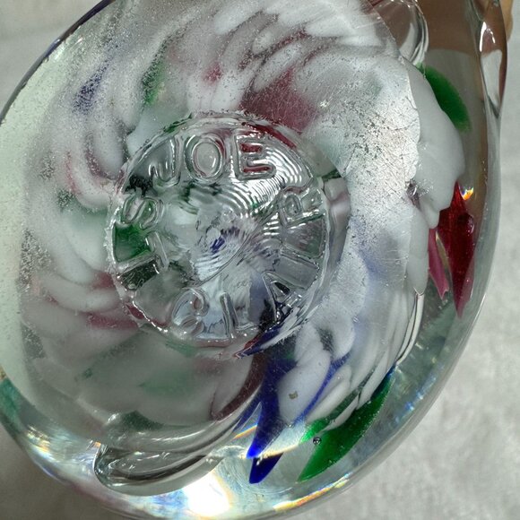 Handcrafted Joe St. Clair Art Glass Bird Figurine With Multicolored Swirls - Picture 5 of 8